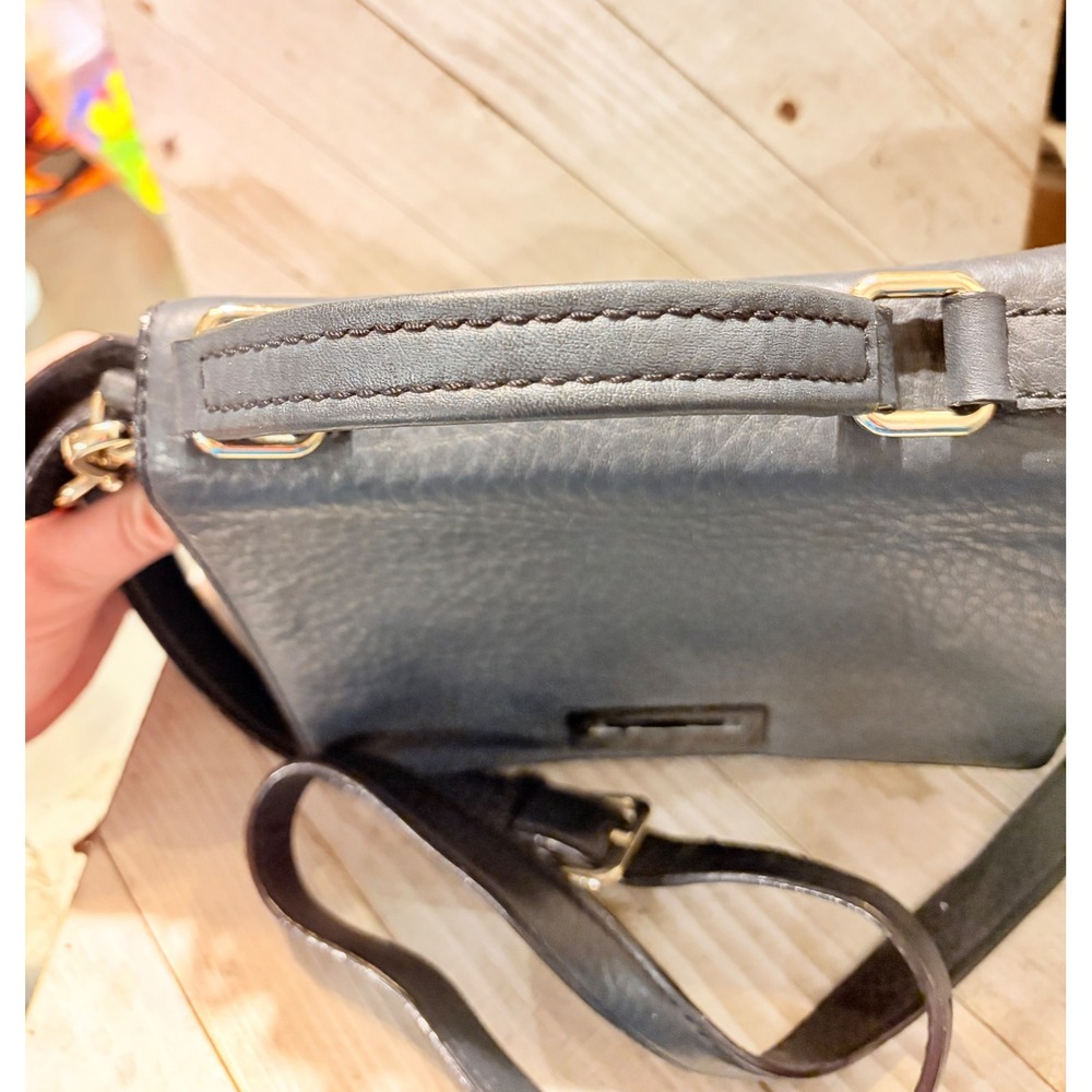 Kate Spade Black Pebbled Leather Suede Trim Crossbody Bag Top Handle Satchel - Picture 5 of 14